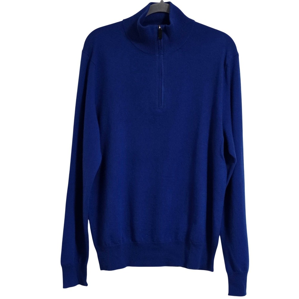 Polo Ralph Lauren Quarter Zip Men's Large BlueCashmere Mock Neck Sweater